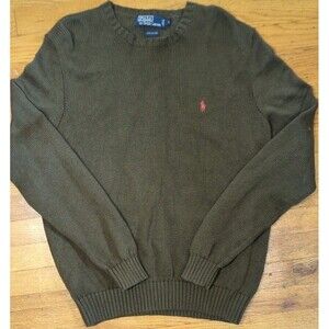 Polo Ralph Lauren Sweater Mens Large Green Soft Fisherman Crewneck Vintage 90s